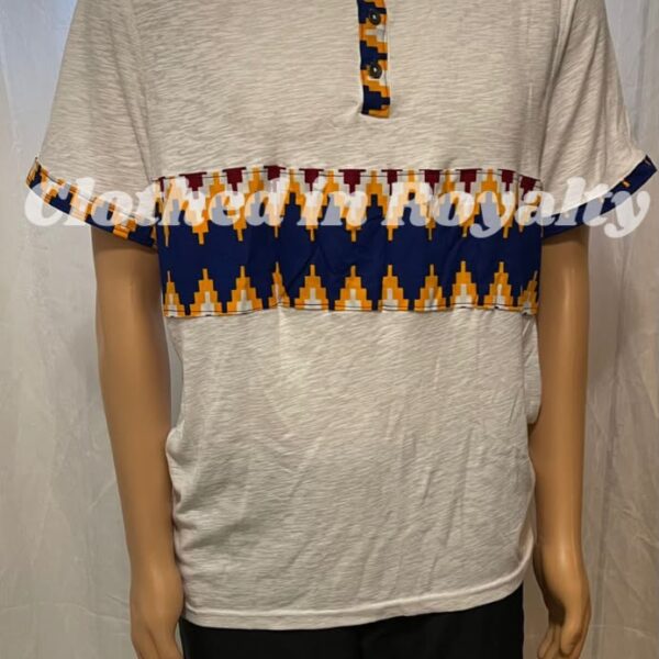 T shirt for men with kente decoration.  Sizes Large and XL