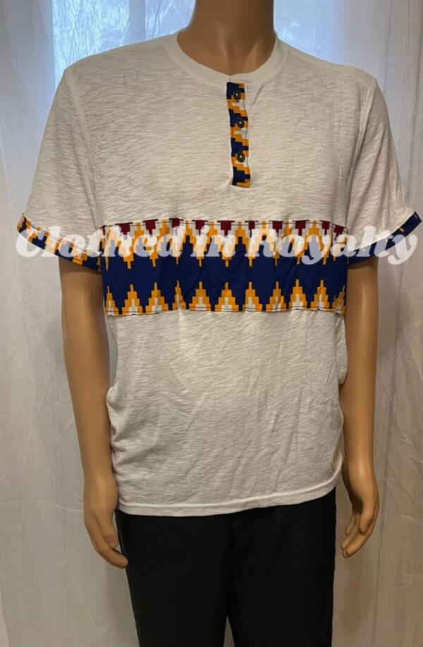T shirt for men with kente decoration.  Sizes Large and XL