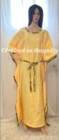 Yellow dress decorated with kente fabric Free size