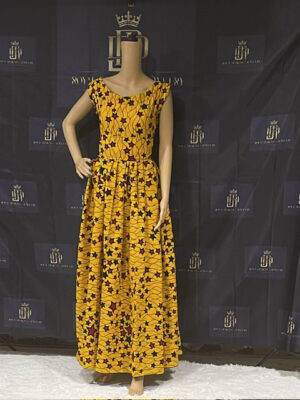 Yellow star print maxi dress-sizes-s,m,L,xL