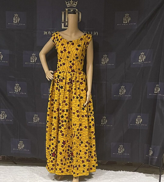 Yellow star print maxi dress-sizes-s,m,L,xL